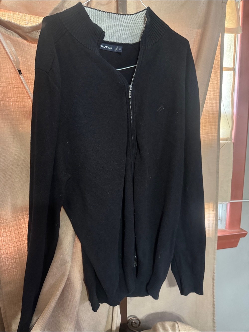 Nautica Black Full-Zip Knit Sweater